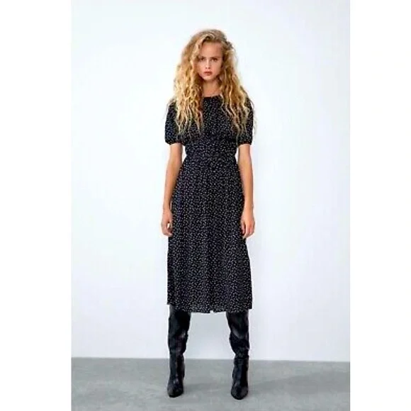 Zara | Dresses | Zara Polka Dot Midi Dress | Poshmark